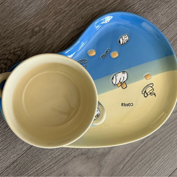 Ceramic Coffee Or Soup Mug With Tray Set - Picture 3 of 5